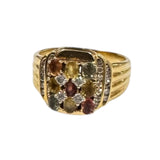 750YG Color Stone Diamond Men Ring