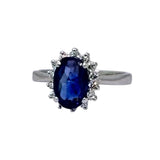 18KWG UNHEATED Blue Sapphire=Appx 2.10cts Diamond Ring w/Cert