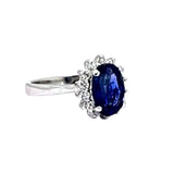 18KWG UNHEATED Blue Sapphire=Appx 2.10cts Diamond Ring w/Cert