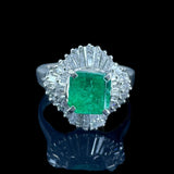 Emerald Diamond Pt900 Ring