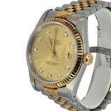 Rolex 16233 Datejust Half Gold Automatic Diamonds Index Men's Watch