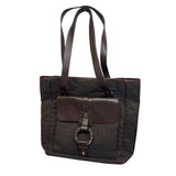 Bvlgari Logomania Dark Brown Canvas Leather Shoulder Bag