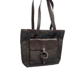 Bvlgari Logomania Dark Brown Canvas Leather Shoulder Bag