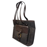 Bvlgari Logomania Dark Brown Canvas Leather Shoulder Bag