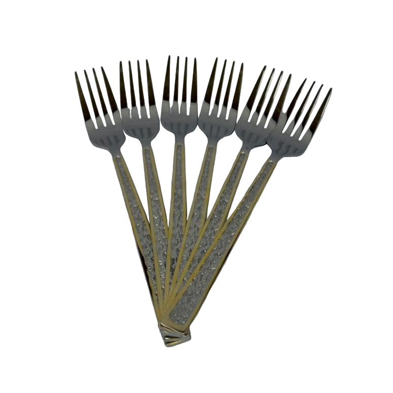 Dinner Fork 6PC Stone Effect 2Tone UK100 Main image