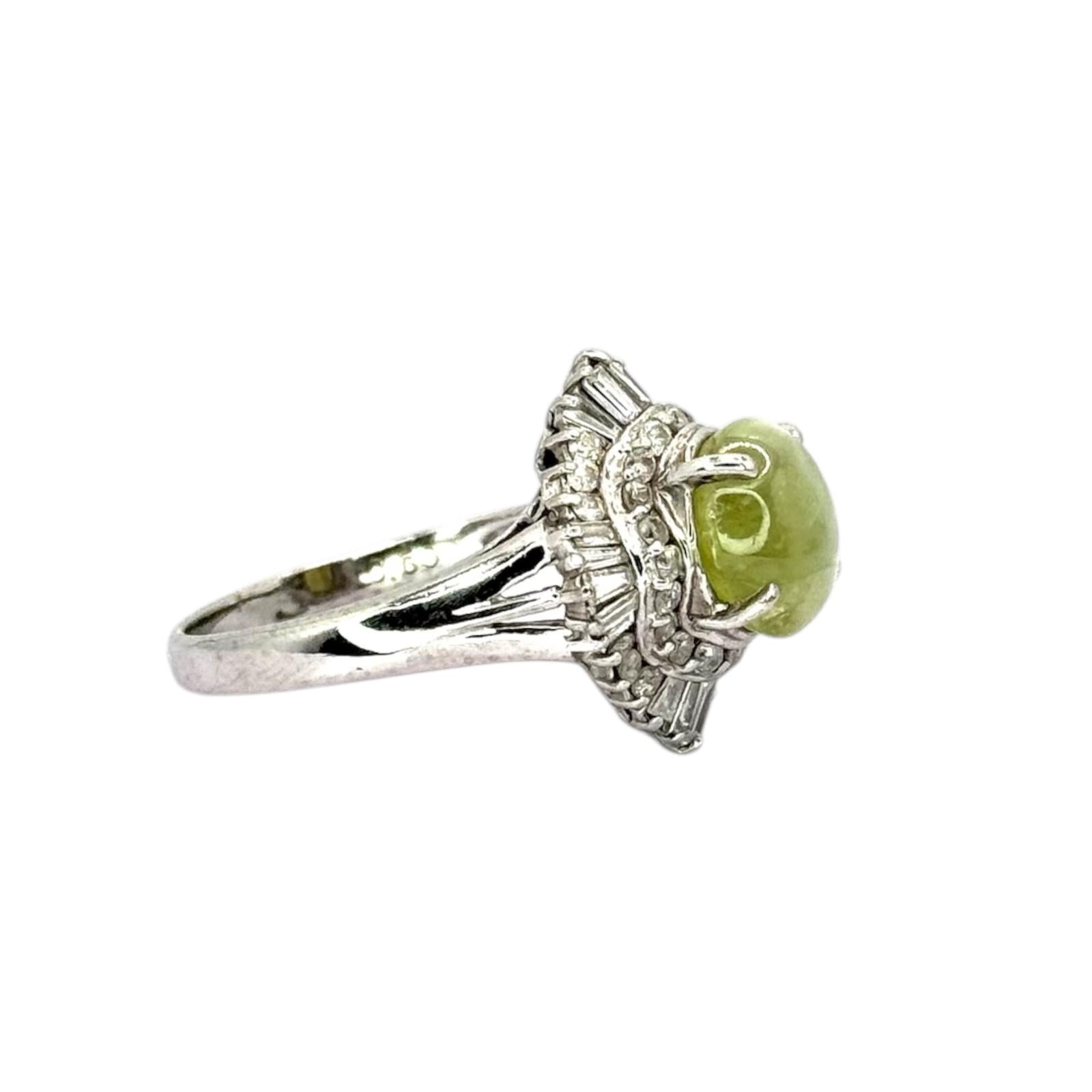 PT900 Chrysoberyl Cat Eye=3.06ct, Diamond=0.6ct Ring w/Cert Secondary image