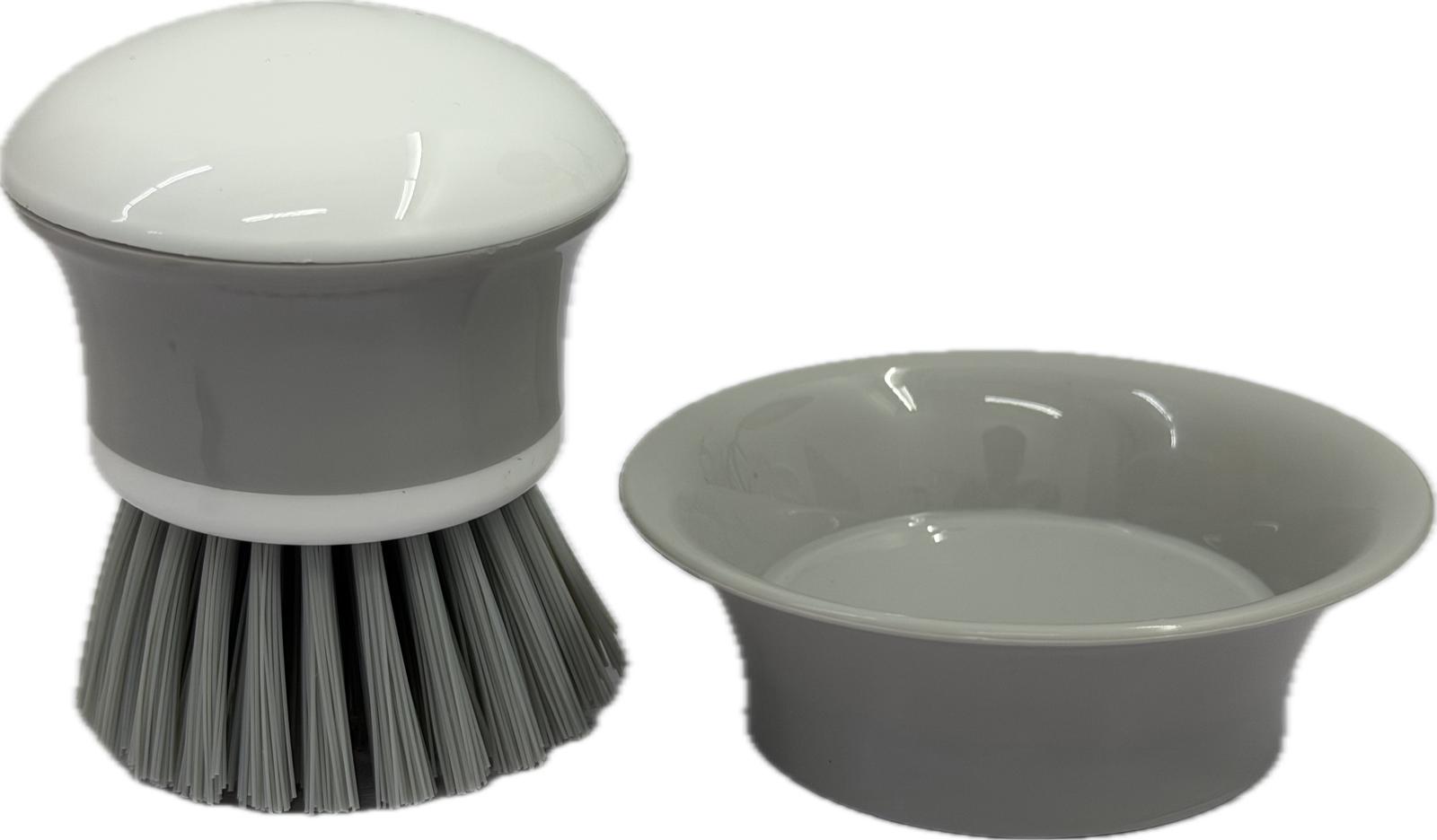 Mini Round Cleaning Brush with Dish Main image