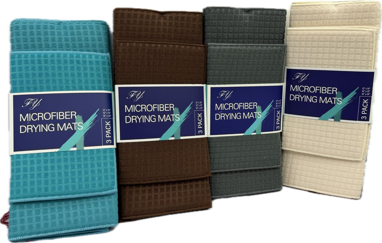 3-Piece Checkered Drying Mat Set