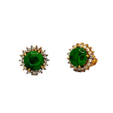 850YG Jade Diamond Earring