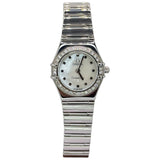 Omega 146.571.00 My Choice Mini Constellation, Mother Of Pearl Dial With Diamond Bezel Quartz Watch w/Box and Card, 22.5mm