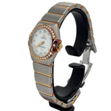 Omega Constellation 18K Halfgold, Diamond Bezel and Index Mother Of Pearl Dial Quartz Watch w/Cards and Box, 24mm