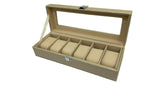 Watch Holder For 6 Wood Grain PU F24