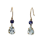 18KYG Aquamarine 2 and Tanzanite 2 Earring