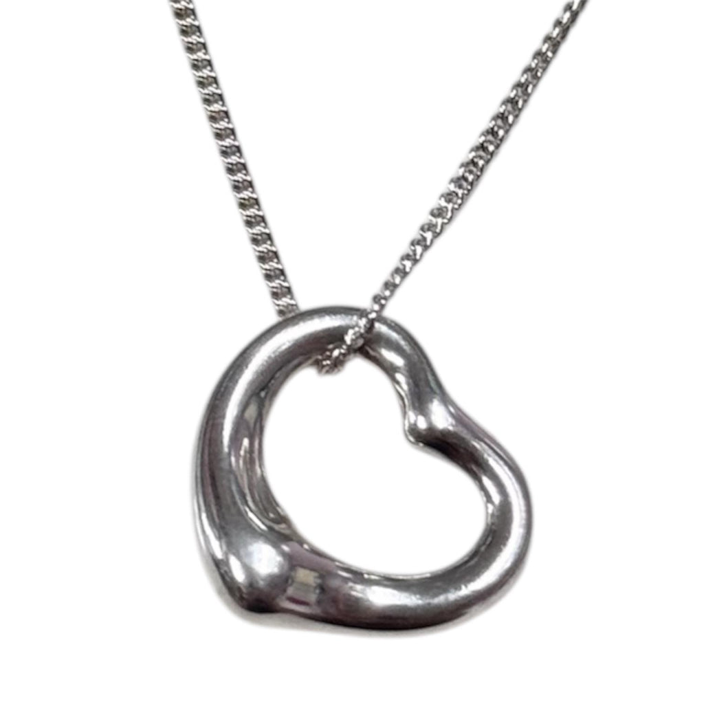 Tiffany 925 Silver Elsa Peretti Open Heart Pendant w/Chain 3.8g