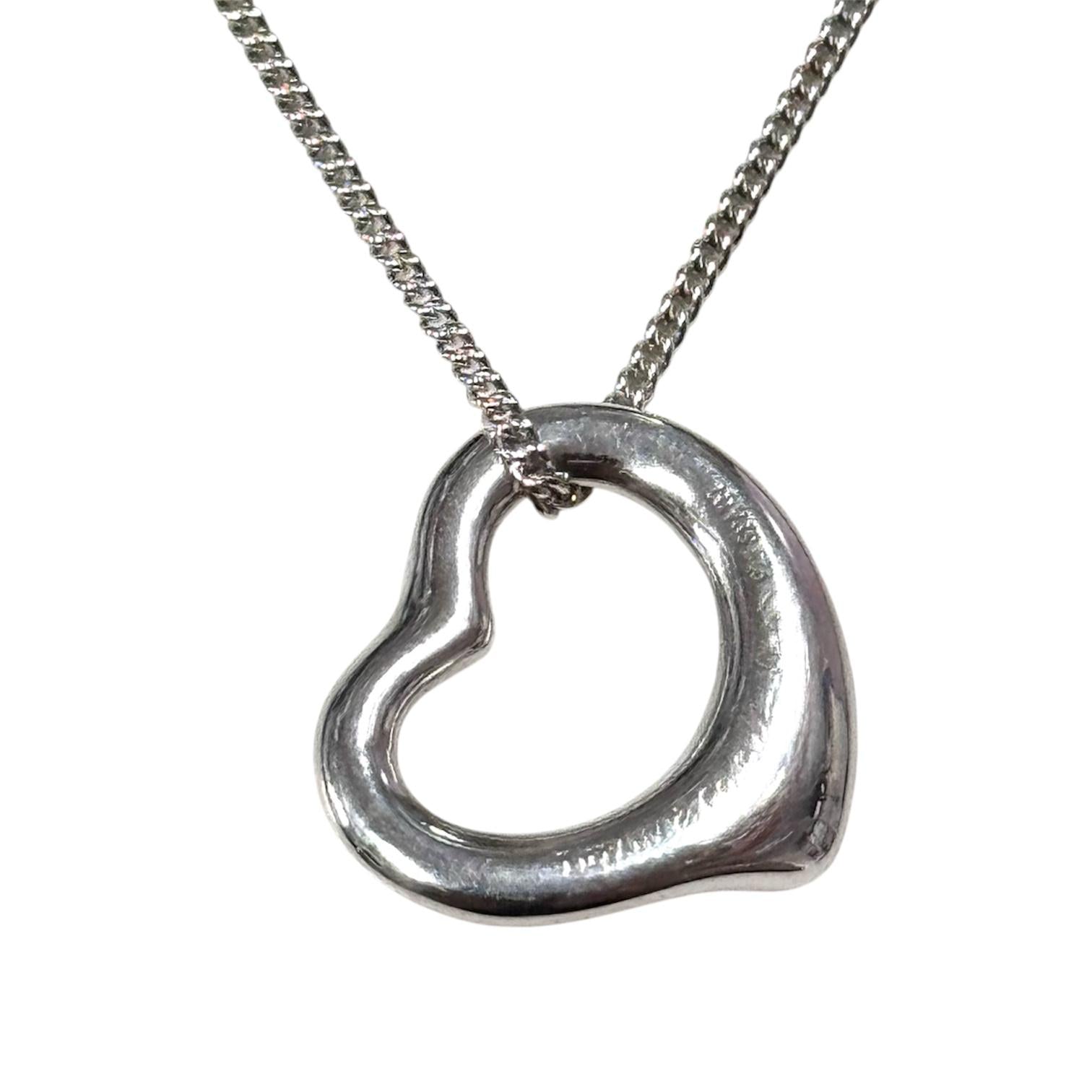 Tiffany 925 Silver Elsa Peretti Open Heart Pendant w/Chain 3.8g Secondary image