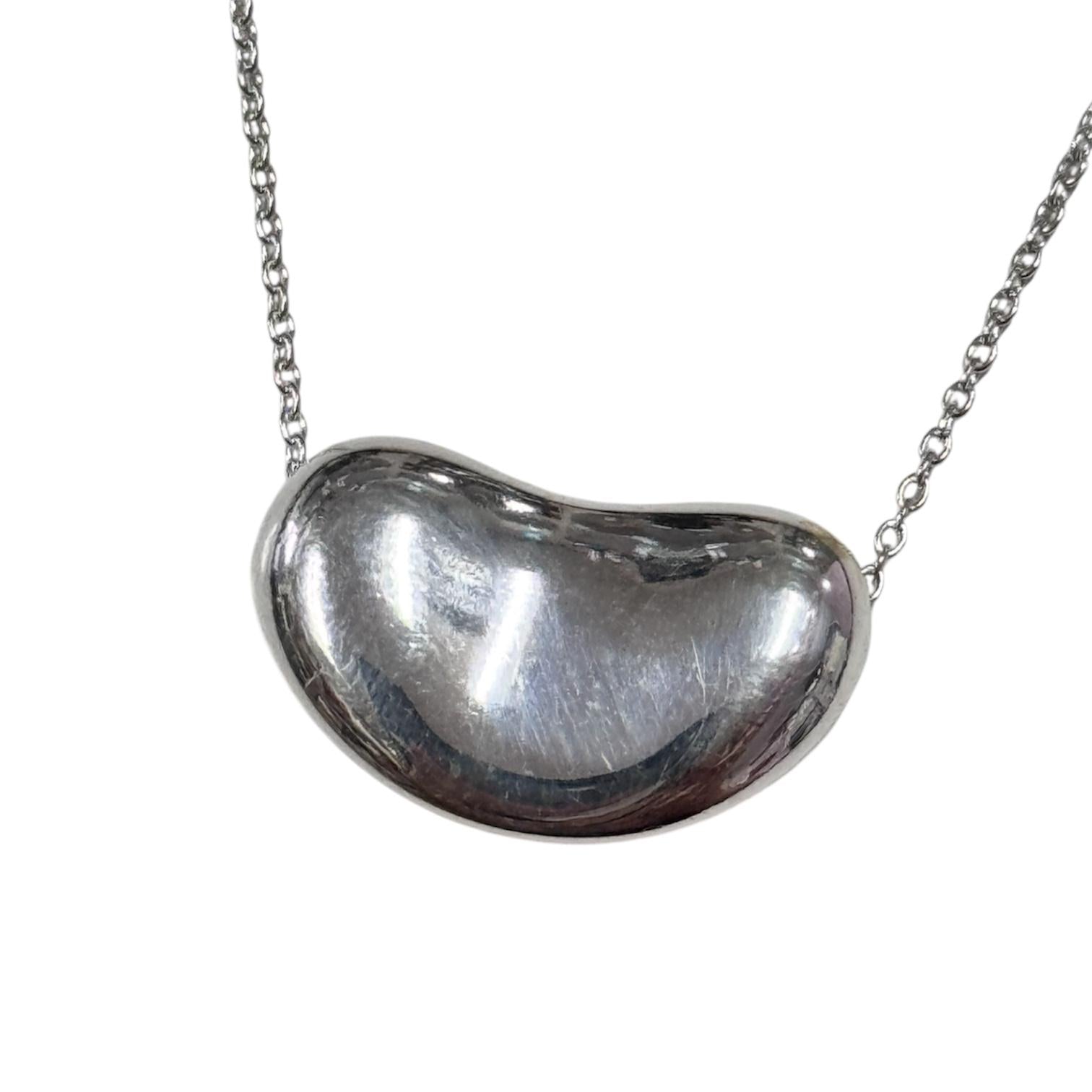 Tiffany 925 Silver Elsa Peretti Bean Pendant w/Chain, 8g Main image