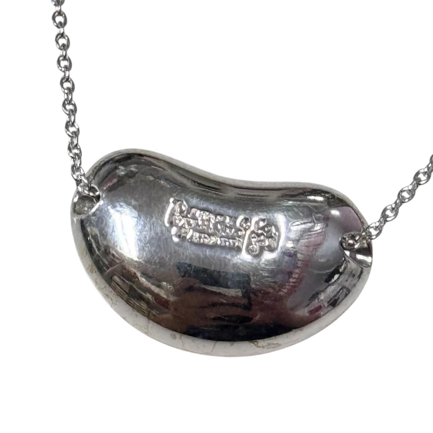 Tiffany 925 Silver Elsa Peretti Bean Pendant w/Chain, 8g Secondary image