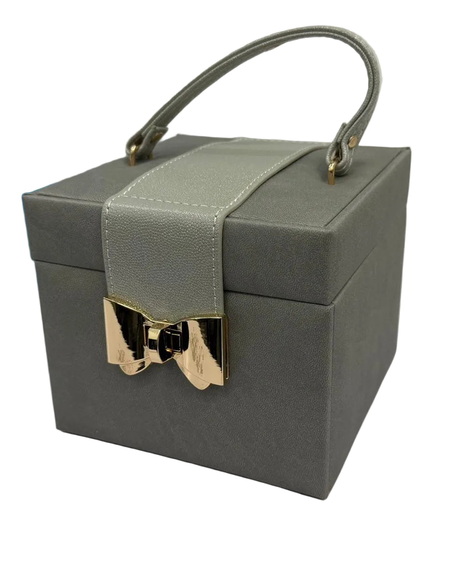 2 Drawer Square Jewel Box with Tote Handle Main image