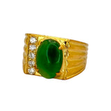 916YG Diamond Jade Men Ring