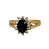 750YG Blue Sapphire Diamond Ring