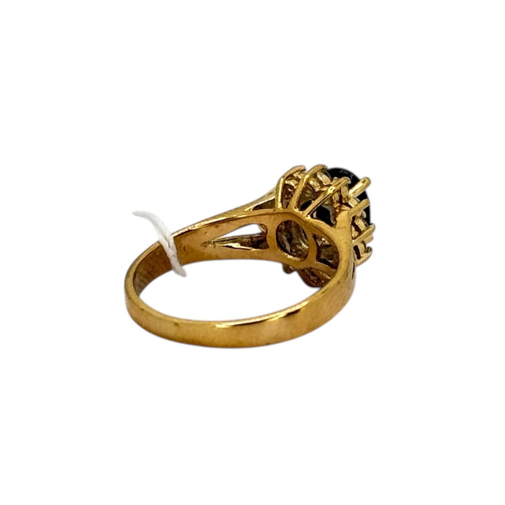 750YG Blue Sapphire Diamond Ring
