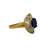 750YG Blue Stone Diamond Ring