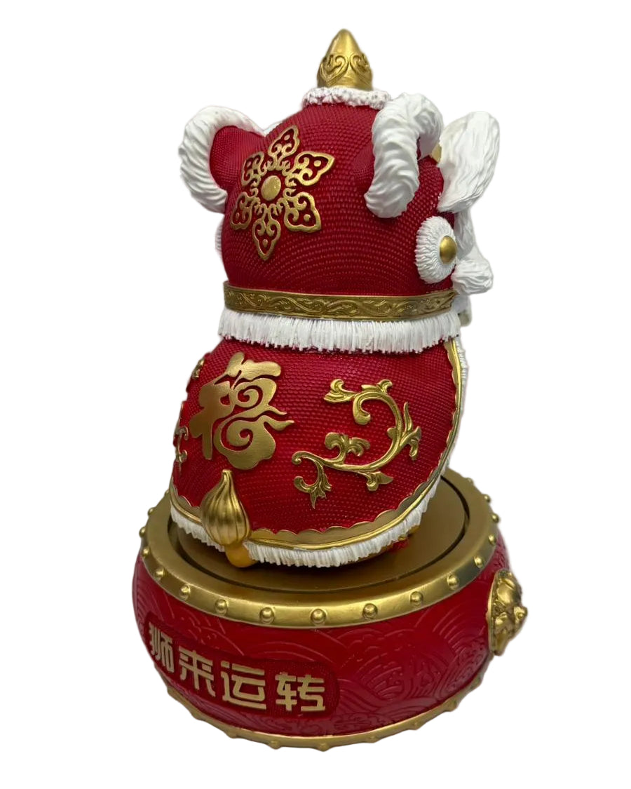 Resin Lion Dance on Spinning Top Statue