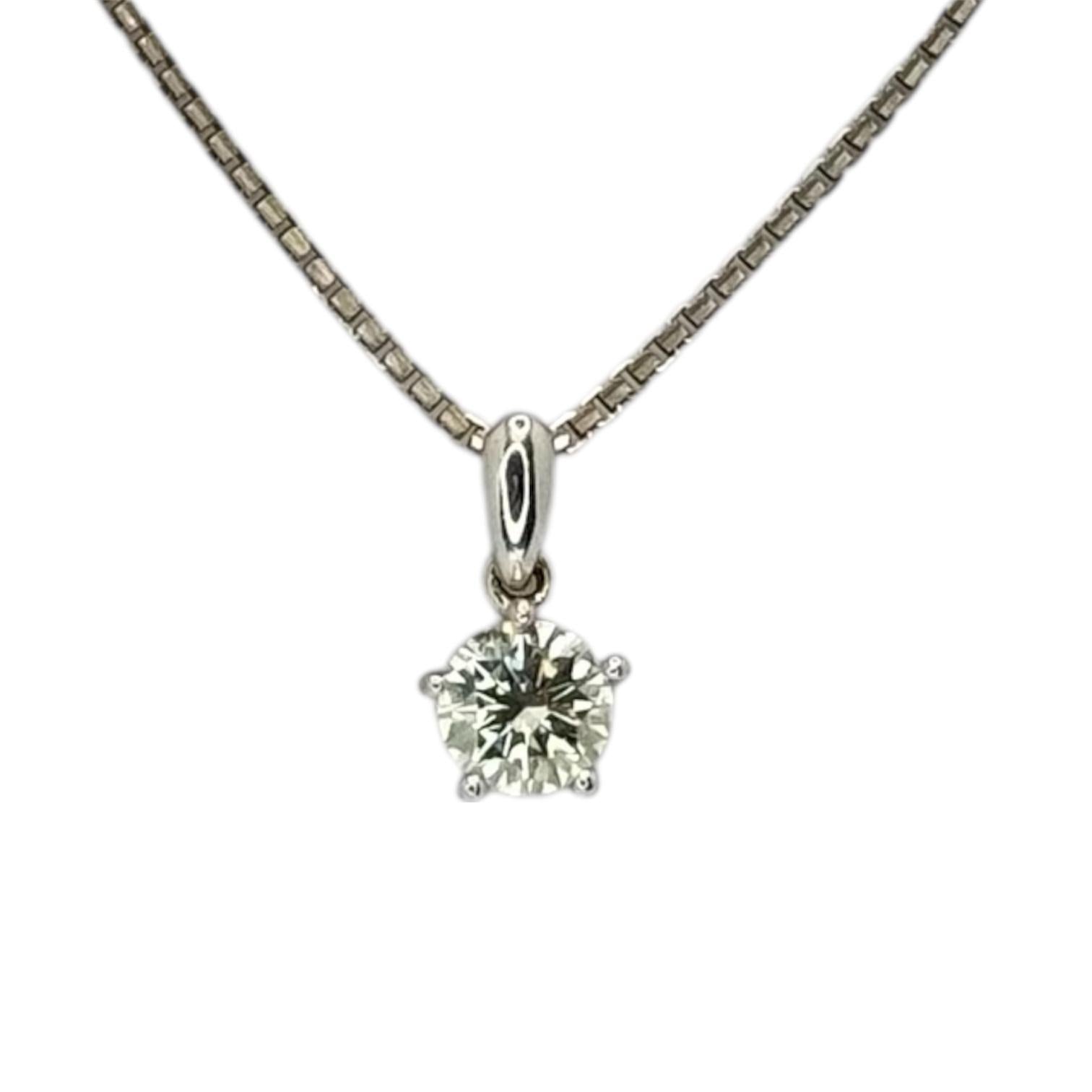 750WG Solitaire Natural Diamond=0.52cts w/Chain and Cert Main image