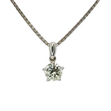 750WG Solitaire Natural Diamond=0.52cts w/Chain and Cert