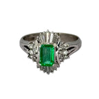 PT900 Emerald=0.61cts, Diamond=0.48cts Ring w/Cert
