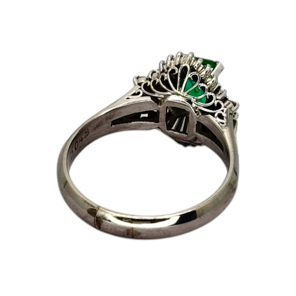 PT900 Emerald=0.61cts, Diamond=0.48cts Ring w/Cert