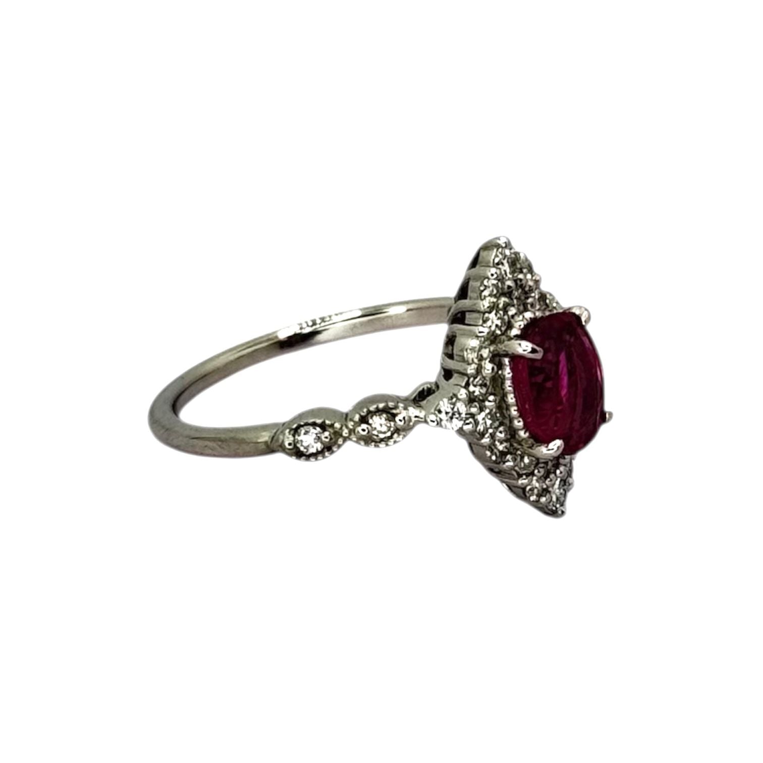 PT900 Ruby=1.11cts Diamond Ring w/Cert Secondary image