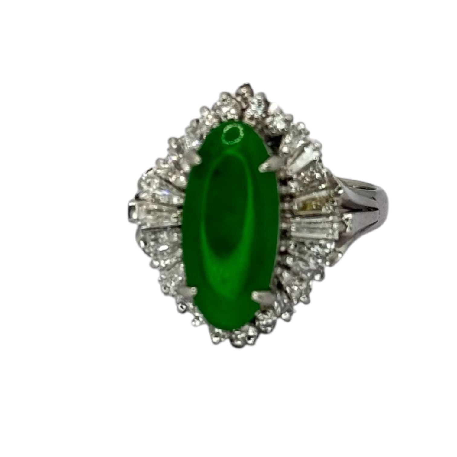 PT900 A Jade ( FEI CUI), Diamond=0.8cts Ring w/Cert Main image
