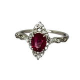 PT900 Ruby=1.11cts Diamond Ring w/Cert