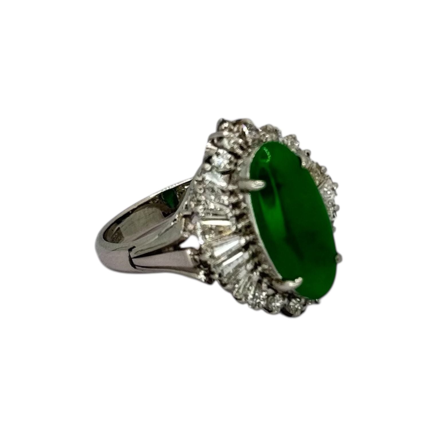 PT900 A Jade ( FEI CUI), Diamond=0.8cts Ring w/Cert Secondary image