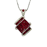 18KWG Ruby=1.7cts, Diamond 0.2cts Pendant w/Chain And Cert