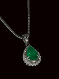 PT900 Emerald Diamond Necklace 7.0G L40.5