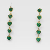 Emerald 18K Yellow Gold Heart Shapes Earring