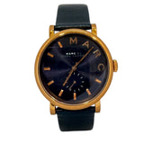 WATCH-UNI/QZ/BLACK DIAL/GOLD/LTHR STRAP/BOX MARC JACOBS