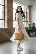 Loewe leather tote bag in a tan color