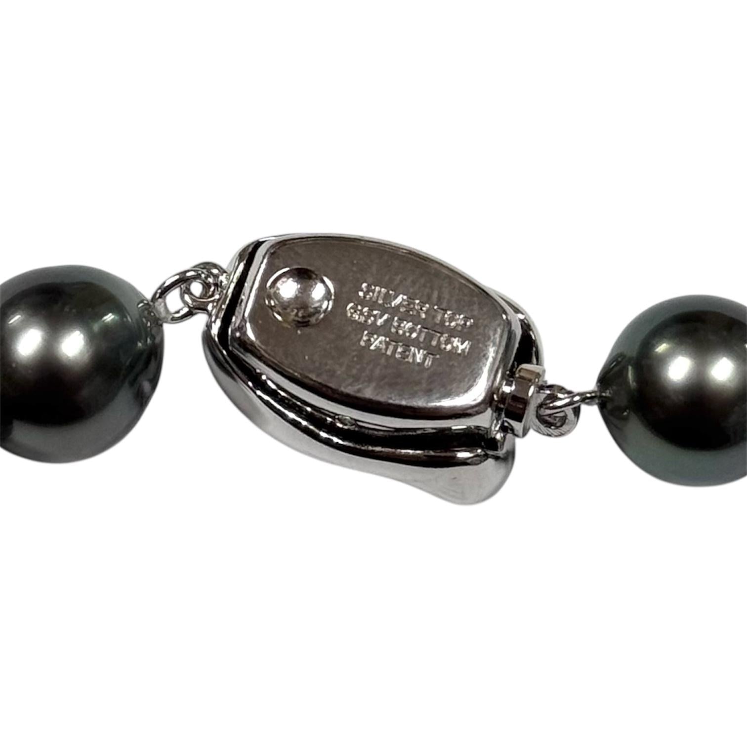 925Silver Tahiti Black South Sea Pearl=9-11.7mm Necklace w/Cert, Length 44cm