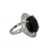 PT900 Dark Bluish-Green Sapphire=15.13cts, Diamond=1.13cts Lady Ring w/Cert