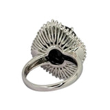 PT900 Dark Bluish-Green Sapphire=15.13cts, Diamond=1.13cts Lady Ring w/Cert