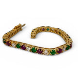 14KYG Precious Stone (Ruby, Emerald) Diamond Bracelet w/Cert