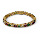 14KYG Precious Stone (Ruby, Emerald) Diamond Bracelet w/Cert