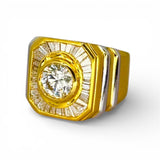 750YWG 2 tones Diamond D1=1.5cts Men Ring w/Cert