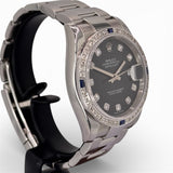 Rolex 116234 Datejust Diamond Index ,Custom Blue Sapphire Diamond Bezel Men Watch, 36mm