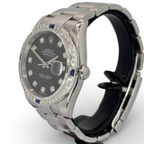 Rolex 116234 Datejust Diamond Index ,Custom Blue Sapphire Diamond Bezel Men Watch, 36mm