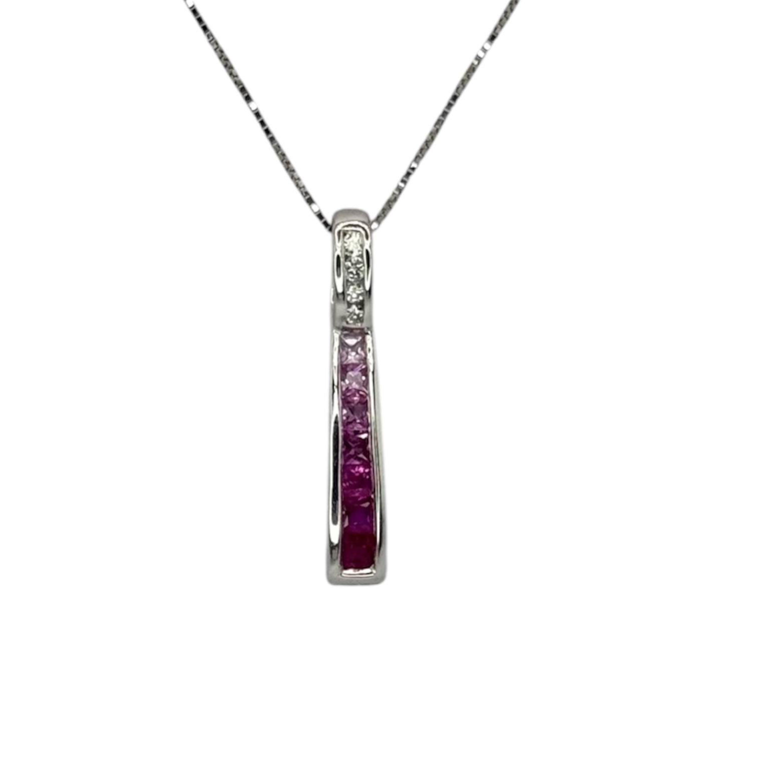 18KWG Ruby2=0.18, Pink Sapphire5=0.27cts Diamond Necklace w/Cert Main image