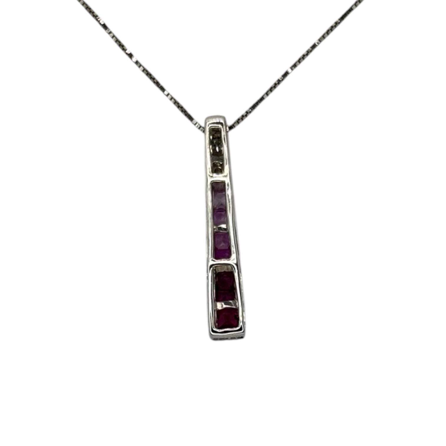 18KWG Ruby2=0.18, Pink Sapphire5=0.27cts Diamond Necklace w/Cert Secondary image